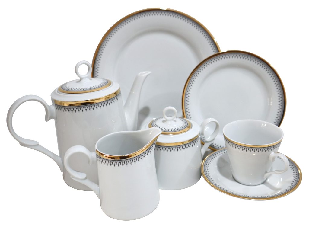 Crescent Gold Tea Set 24pcs - Cera-e-Noor