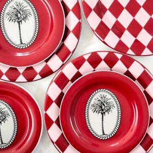 Dessert Palm Plate set (Red Edition) 2pcs
